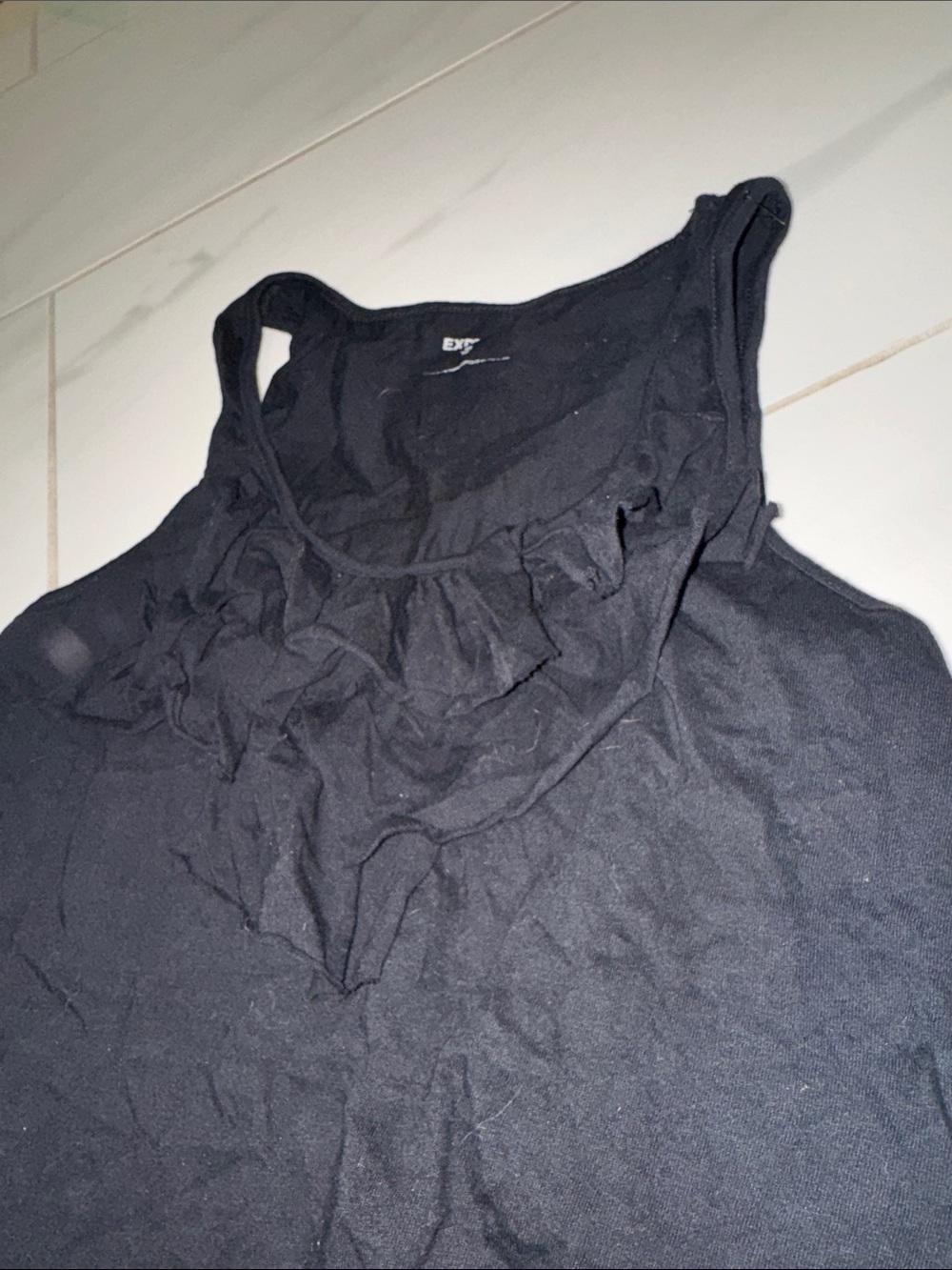 Express Black Ruffle Front Racerback Tank - Picture 4 of 5